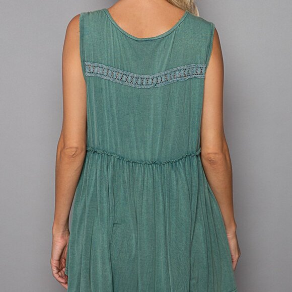 #108 POL Lace Trim Babydoll Top - Picture 2 of 4